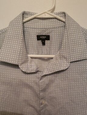 Express Men's Blue Micro-Square Dress Shirt